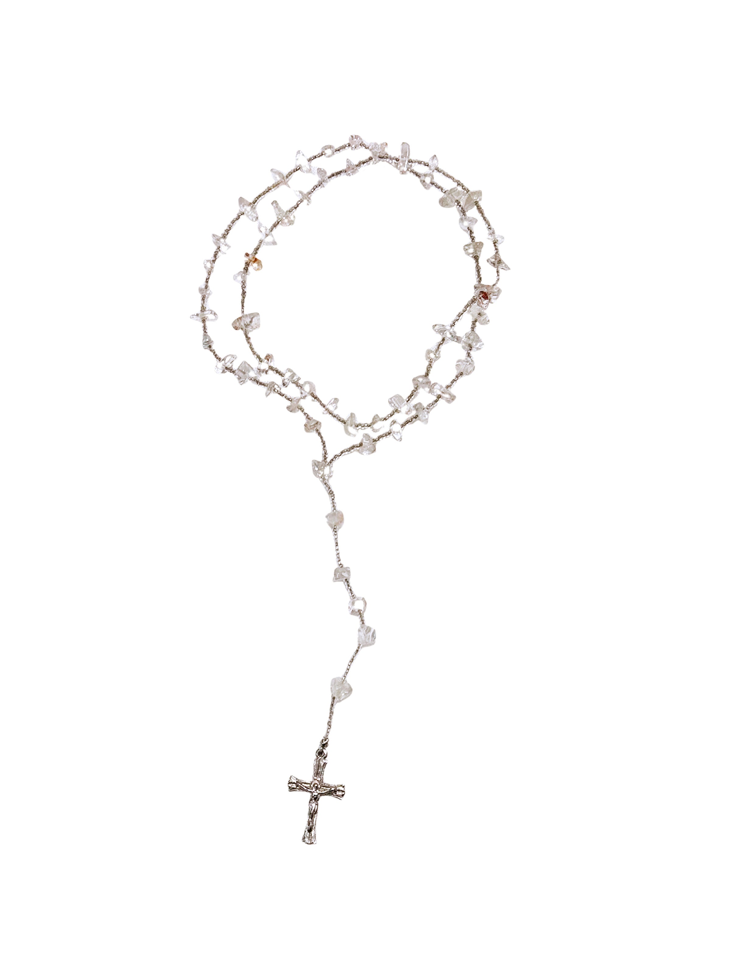 Clear Quartz Rosary Necklace