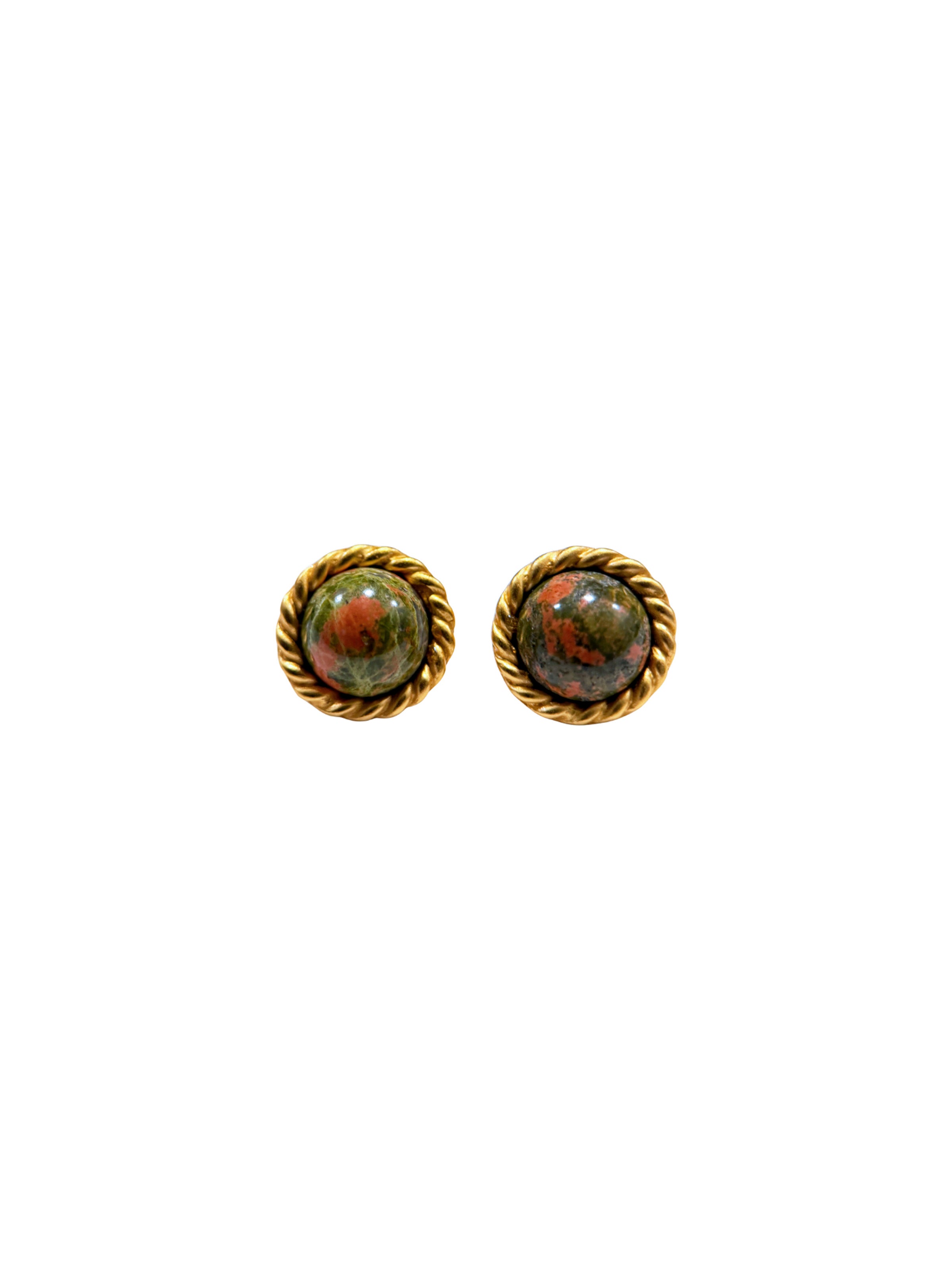 Carolee Unakite Button Earrings