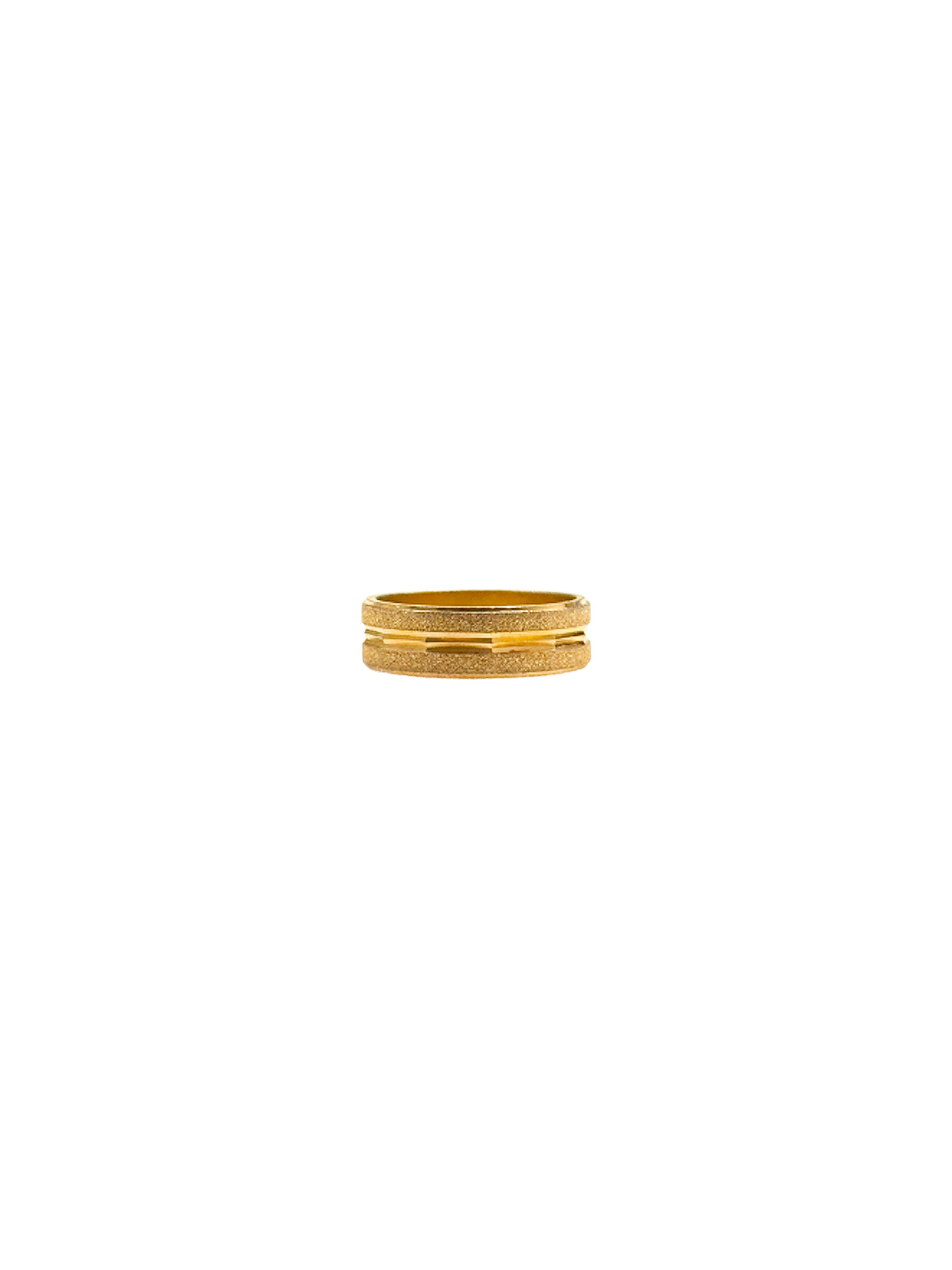 Vintage Brushed Gold Geometric Cigar Band Ring