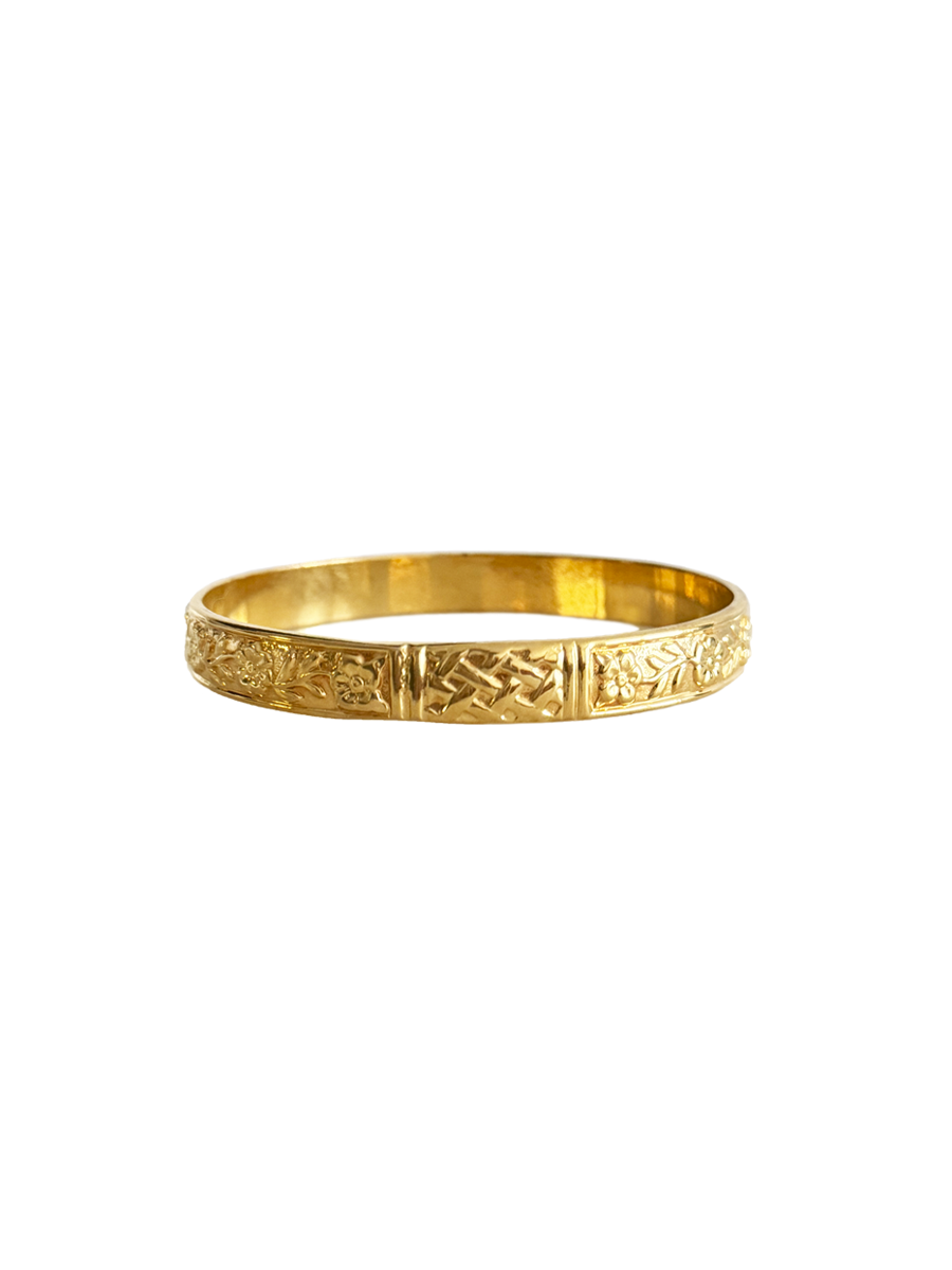 Vintage Floral Basket Weave Bangle