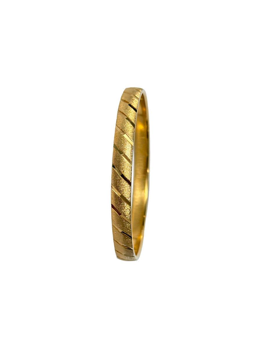 Vintage Monet Gold Brushed and Mirrored Stripe Bangle