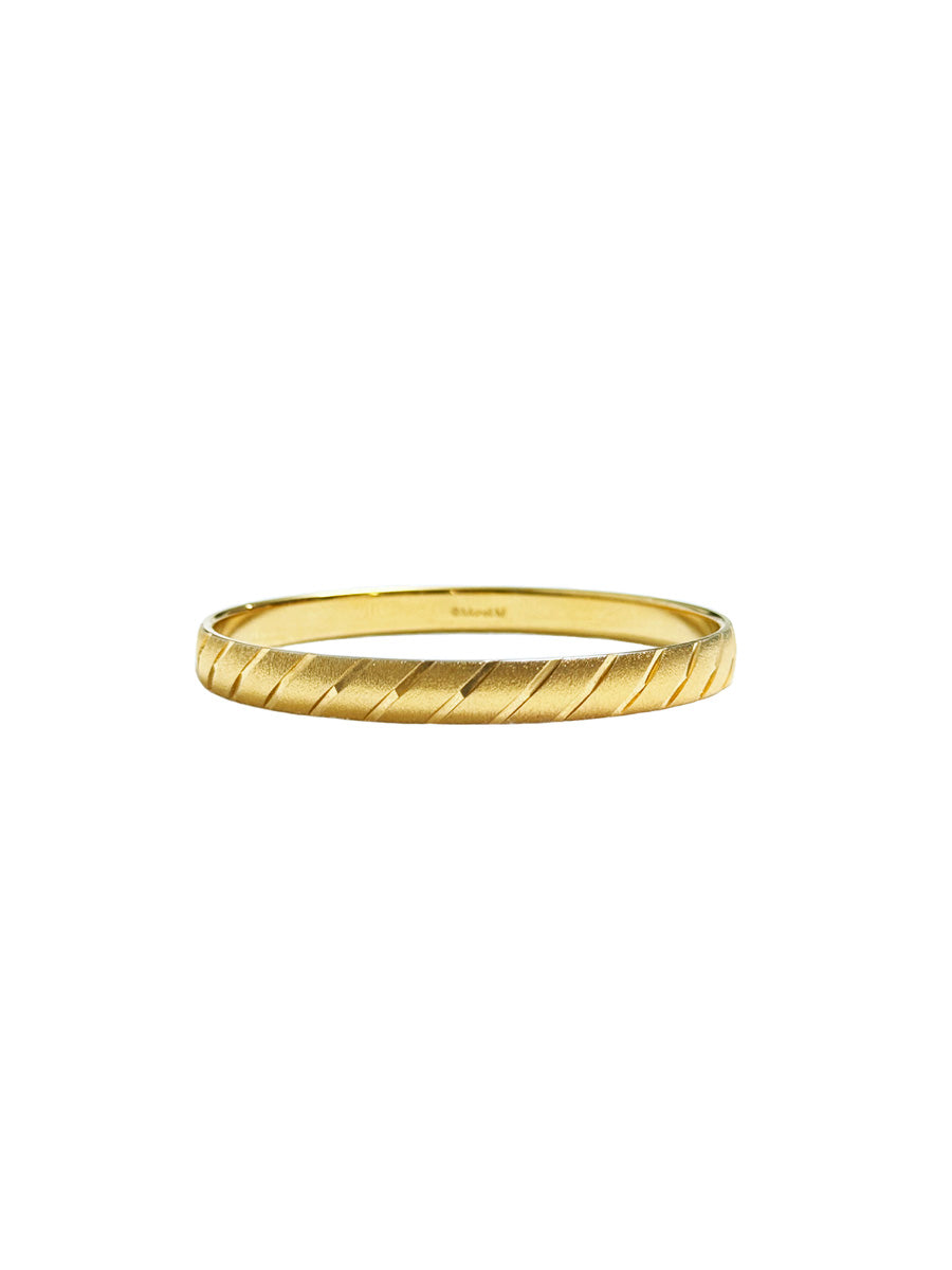 Vintage Monet Gold Brushed and Mirrored Stripe Bangle
