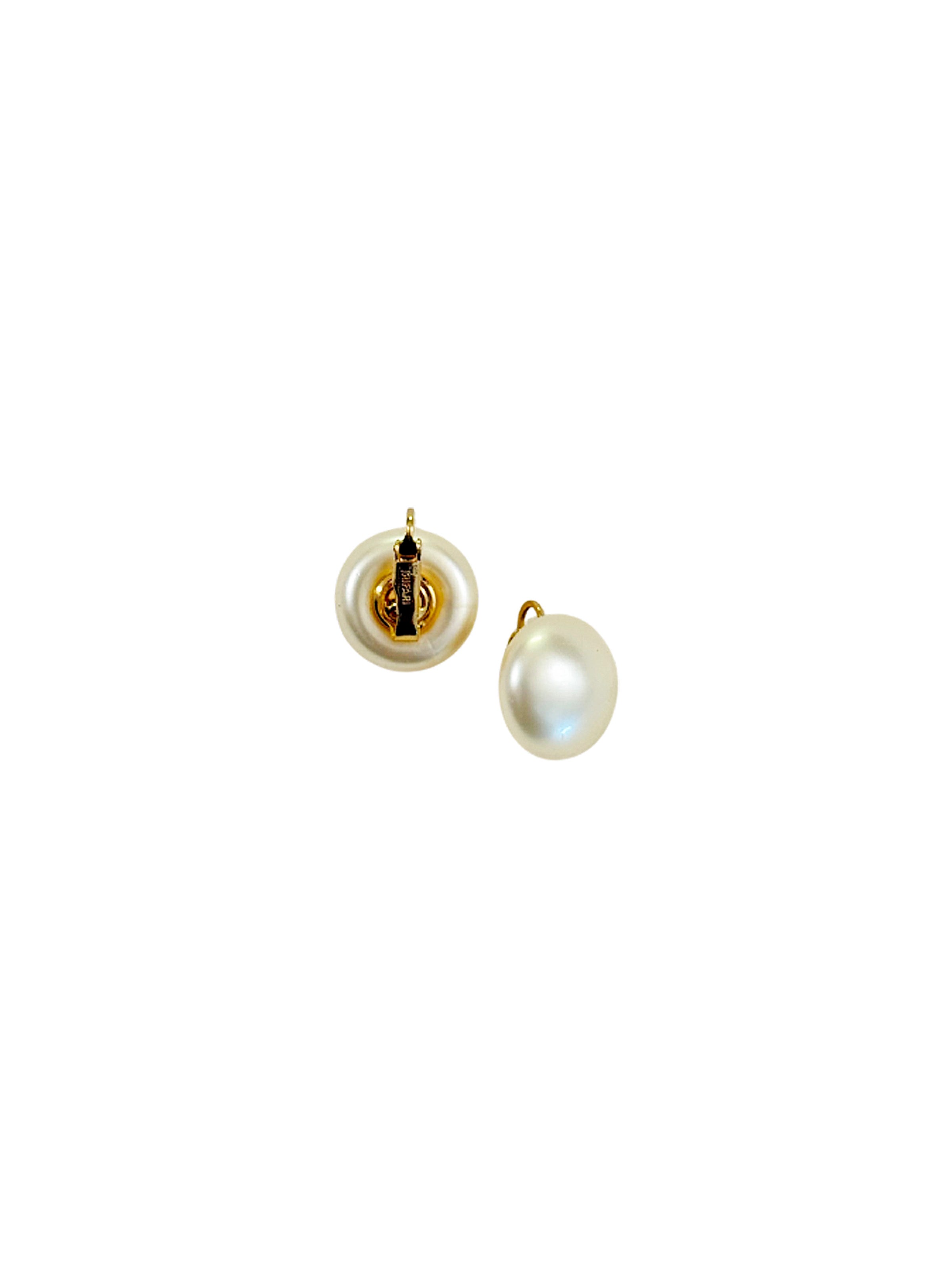 Vintage Trifari Pearl Coin Clip Earrings