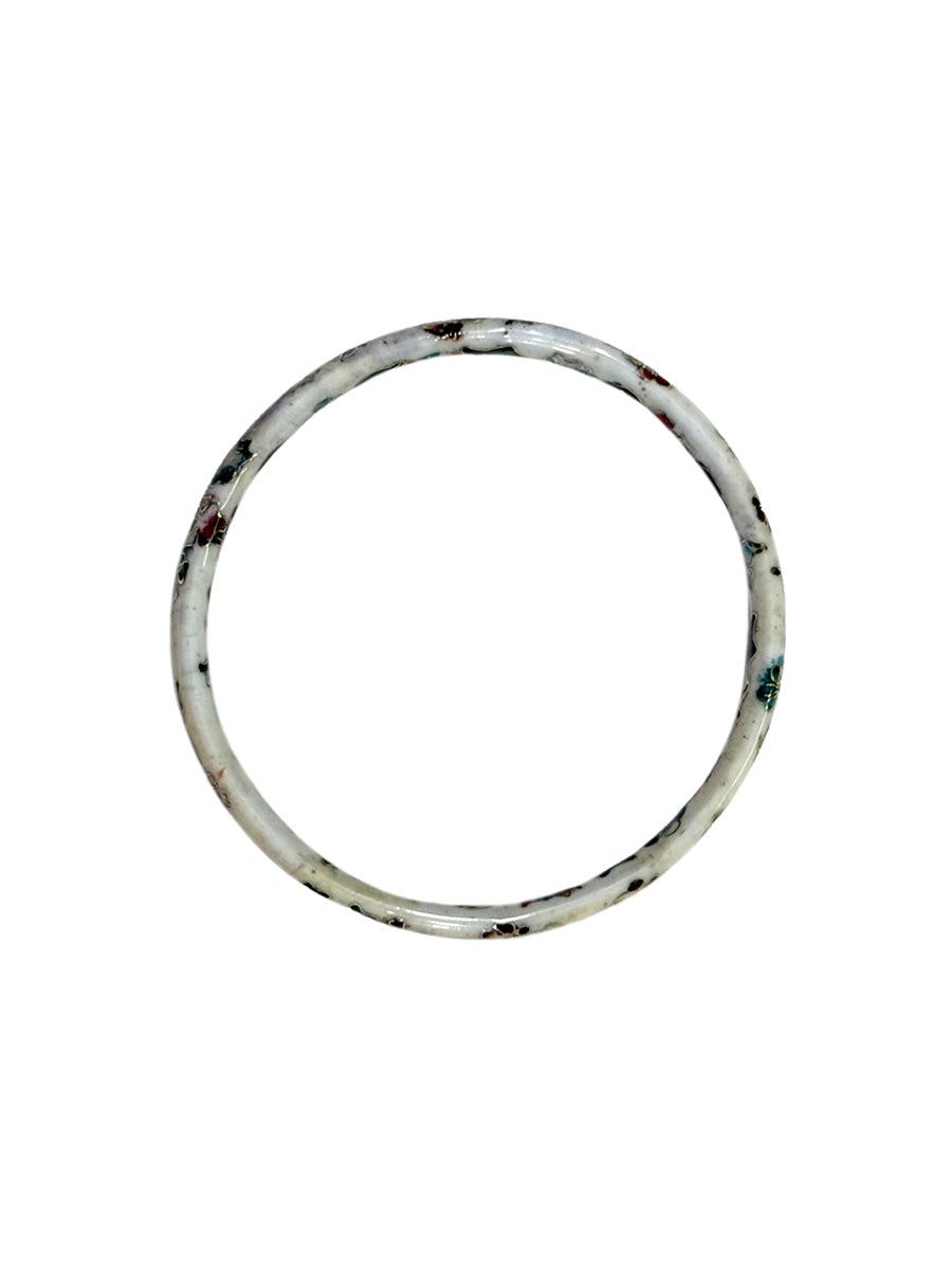 Vintage White Cloisonné Floral Bangle