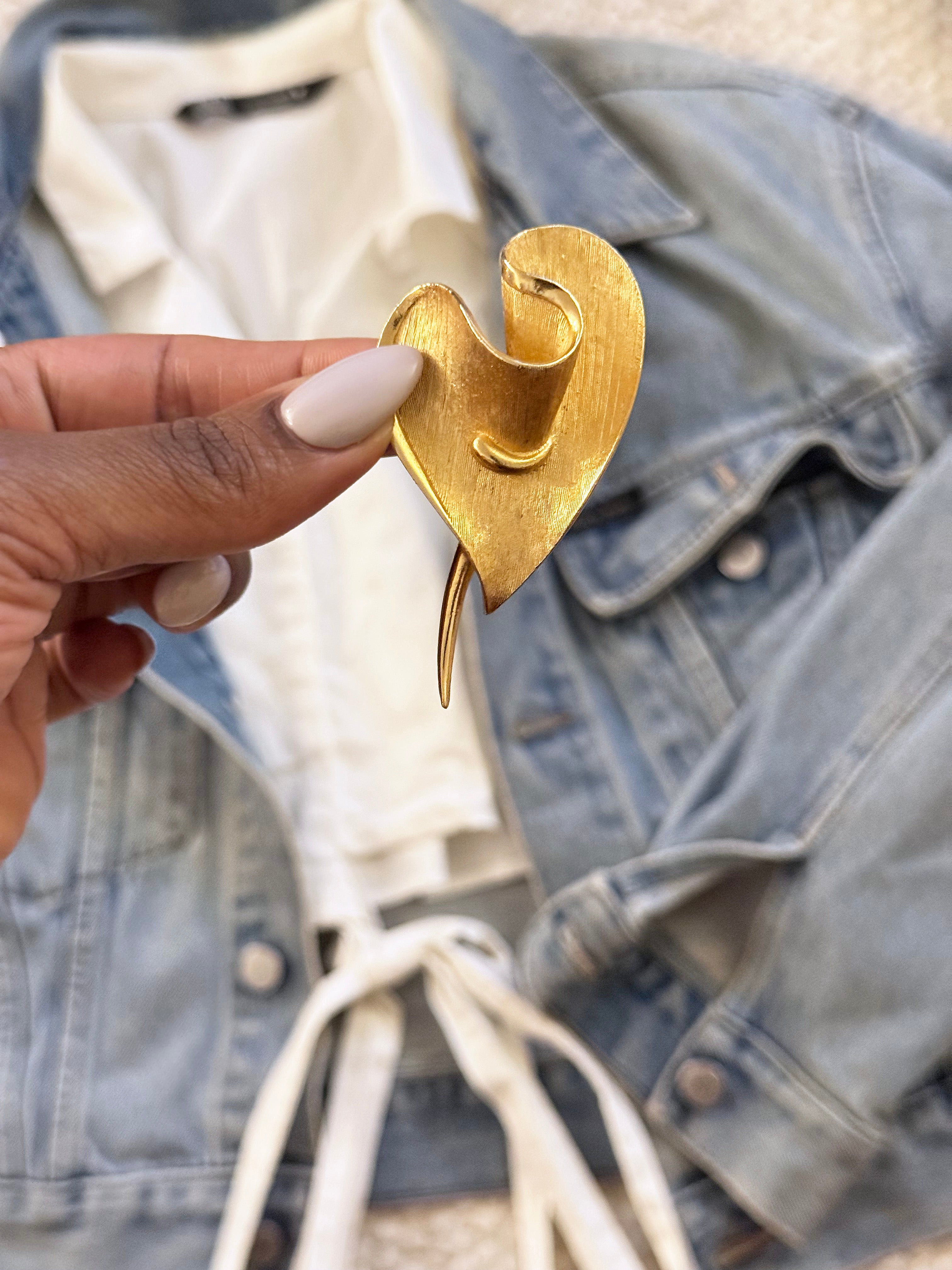 Vintage Coro Modernist Heart Brooch