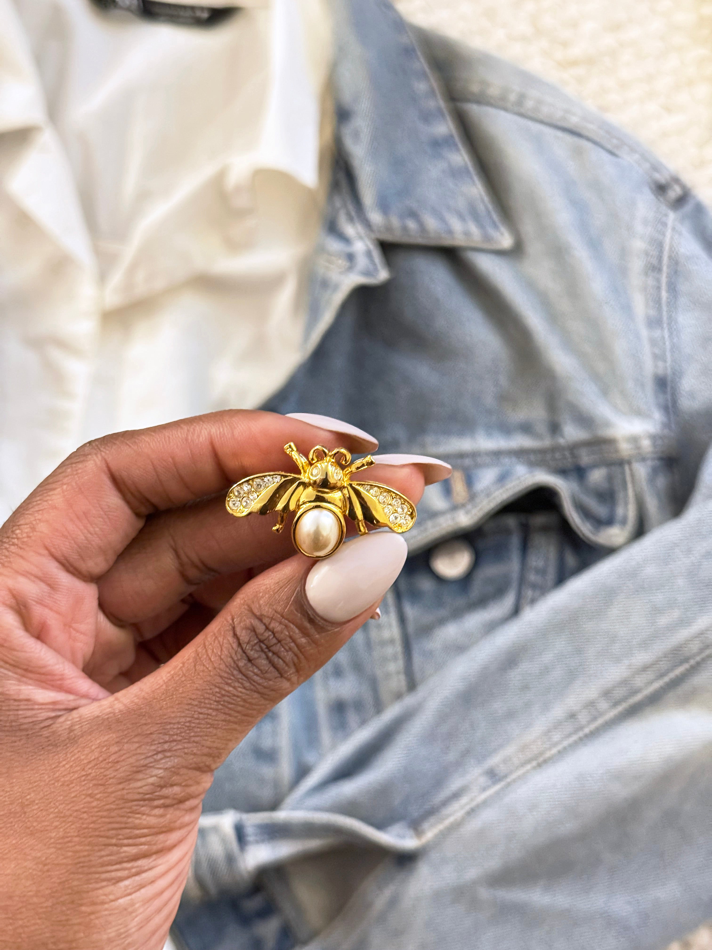 Vintage Napier Pearl Honeybee Brooch