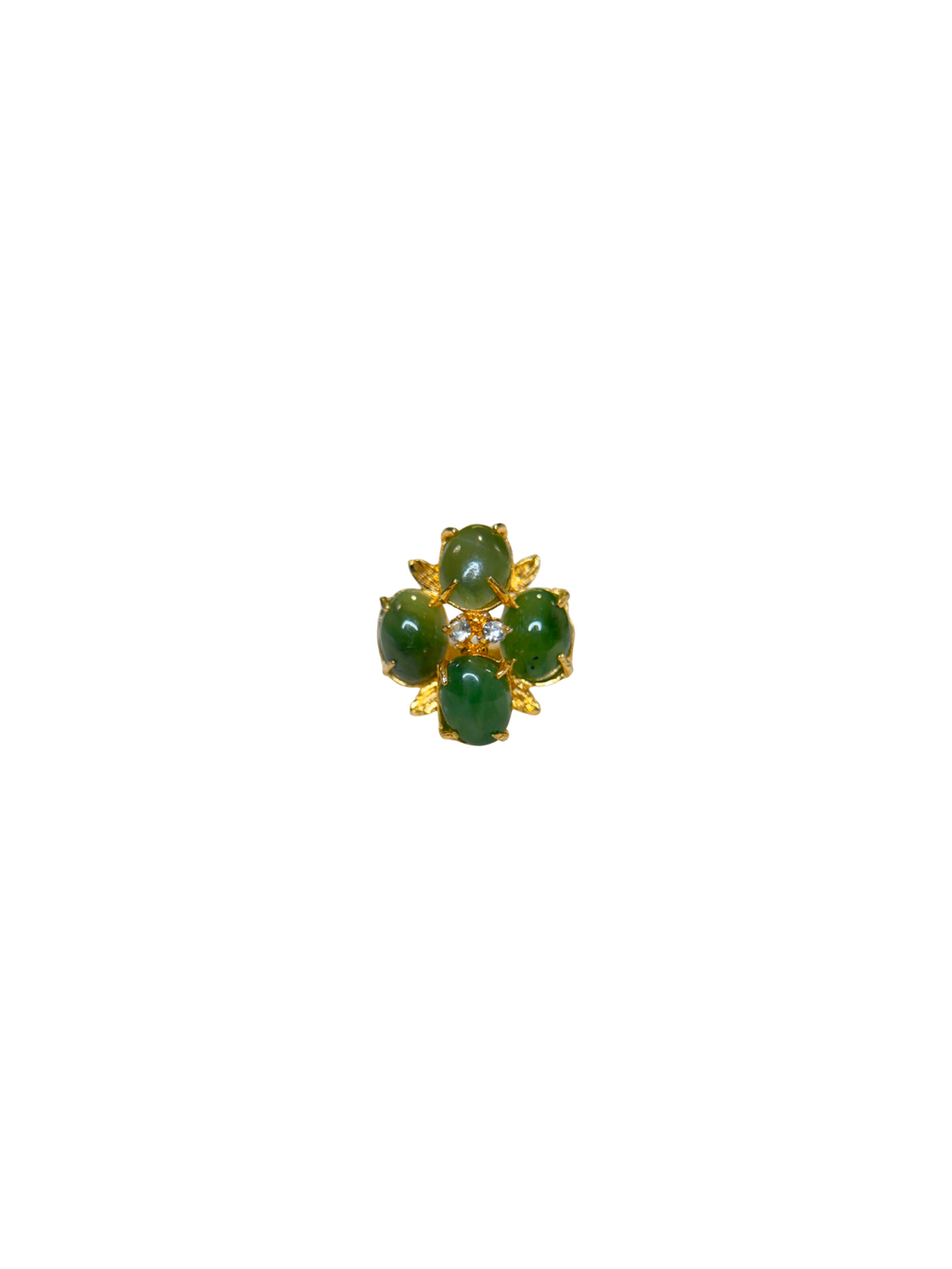 Vintage Green Jade Cluster Cocktail Ring