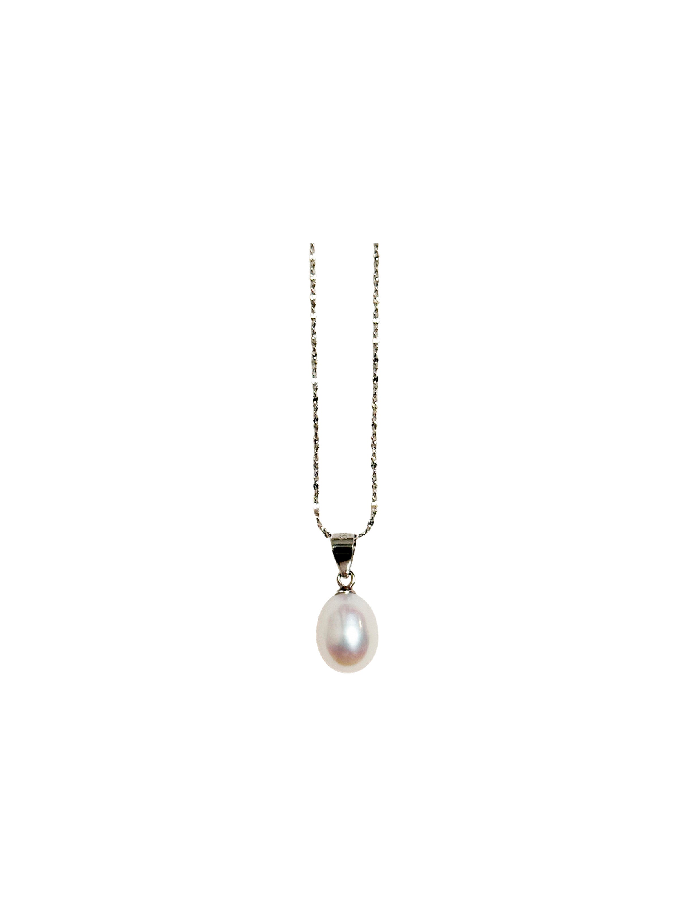 Single Pearl Pendant Sterling Necklace