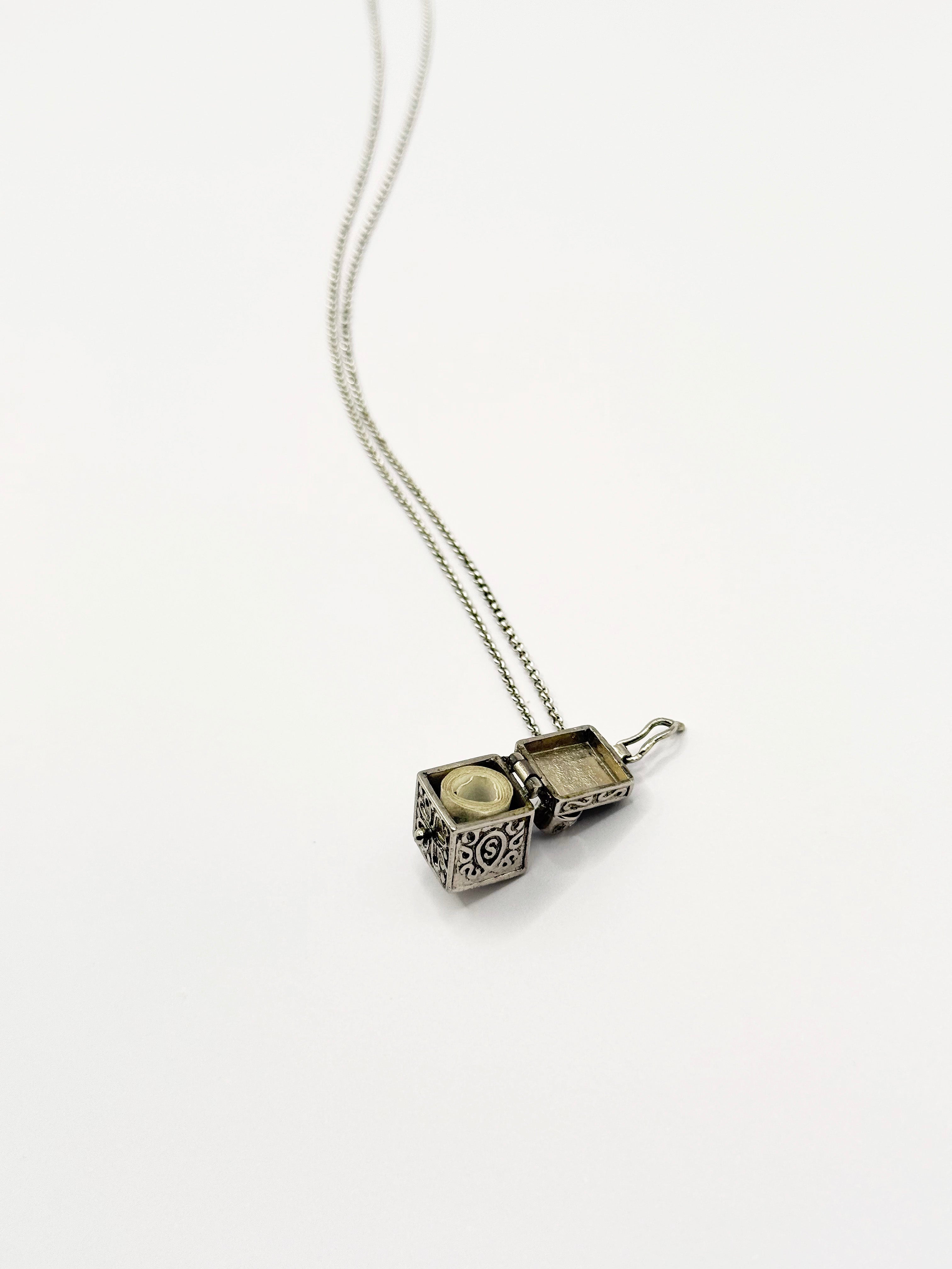 Vintage Sterling Secret Prayer Box Pendant Necklace