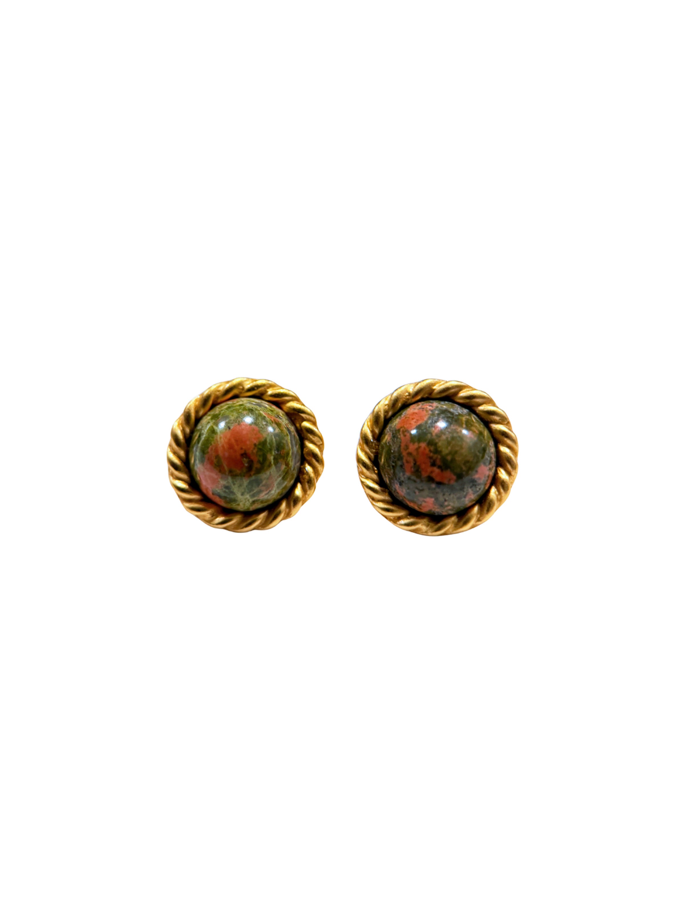 Carolee Unakite Button Earrings
