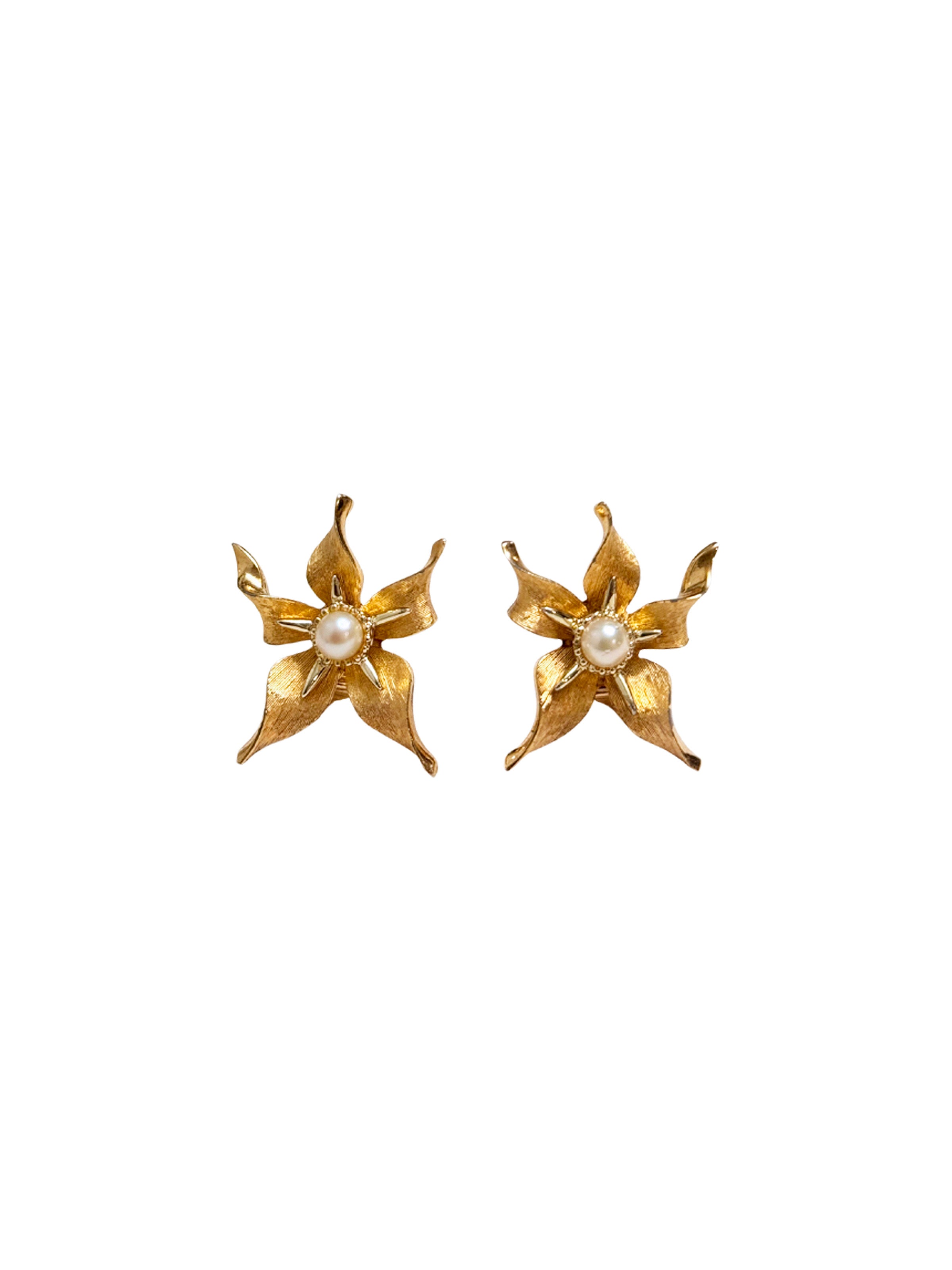 Marcel Boucher Cultured Pearl Flower Earrings