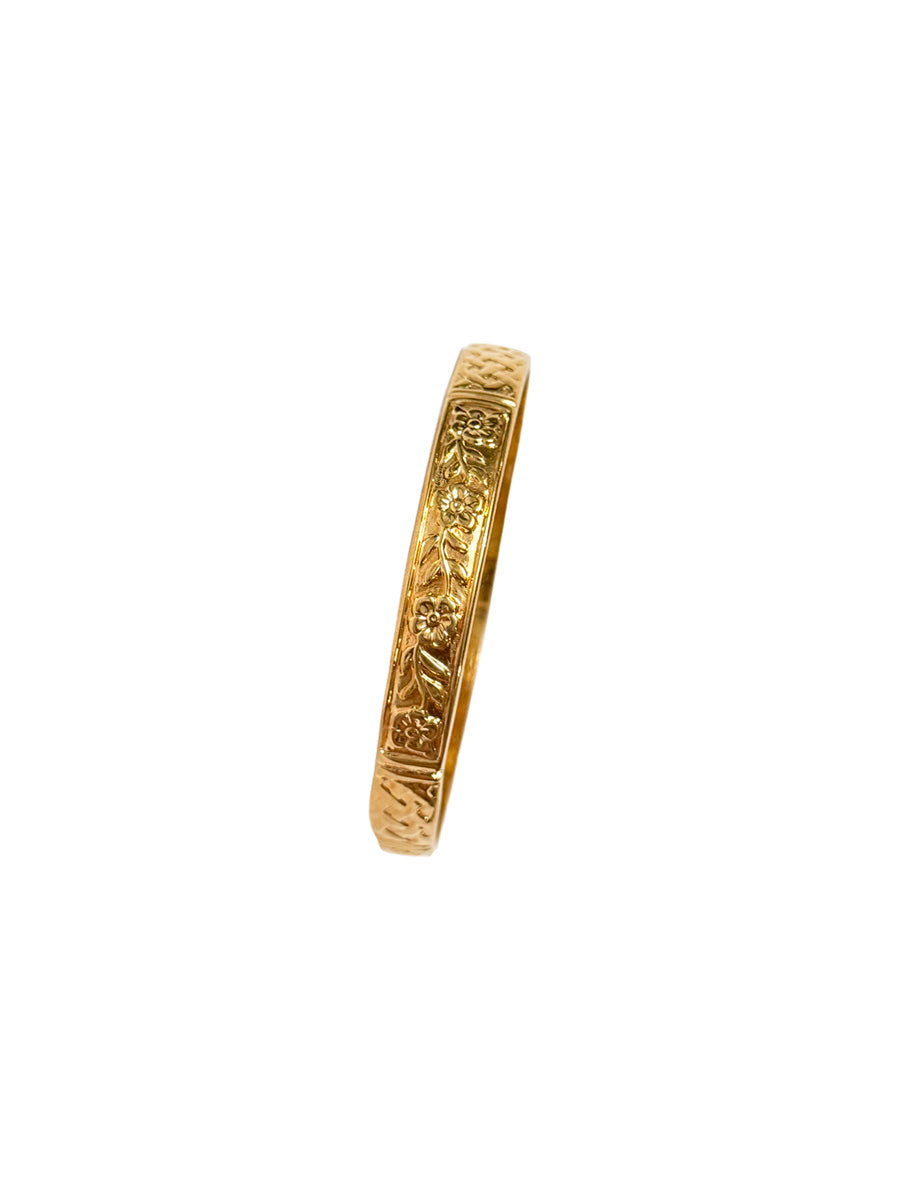 Vintage Floral Basket Weave Bangle