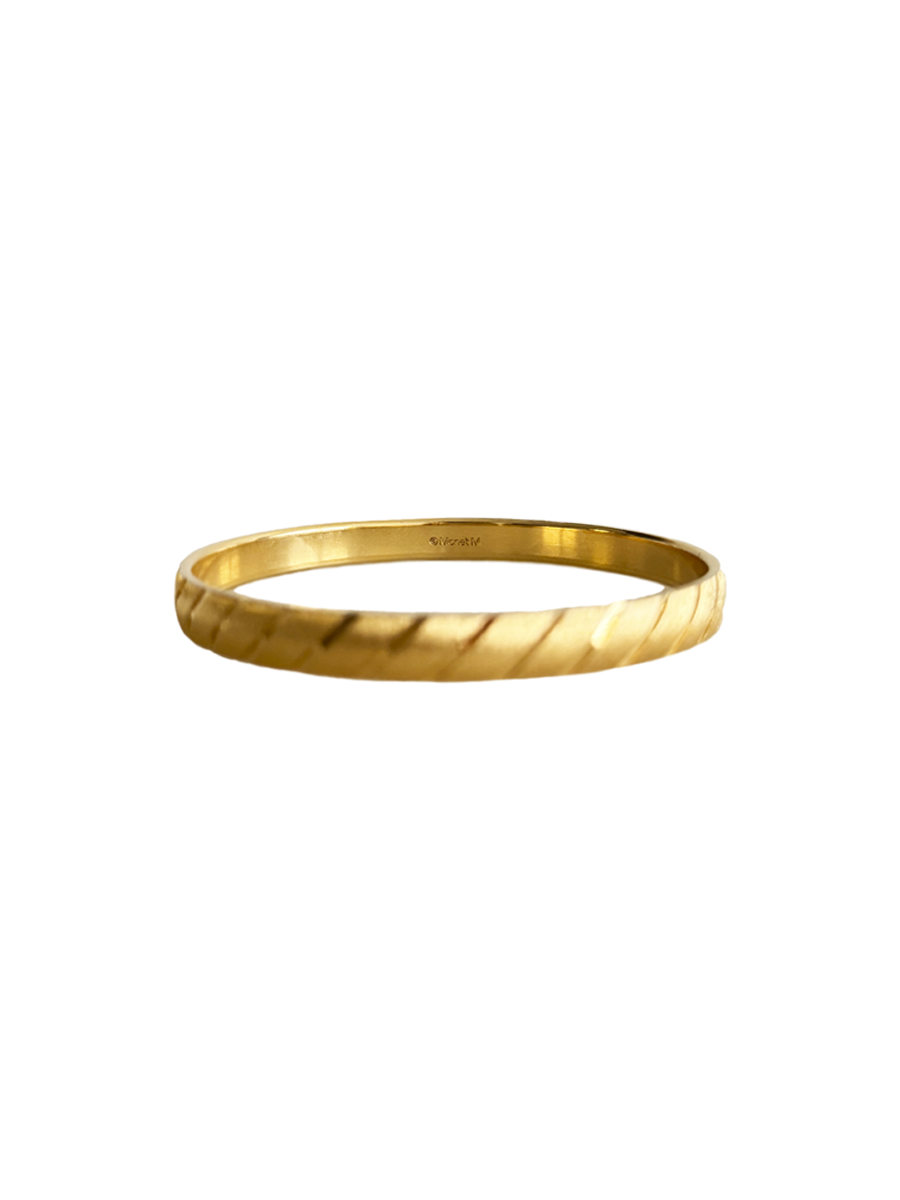 Vintage Monet Gold Brushed and Mirrored Stripe Bangle