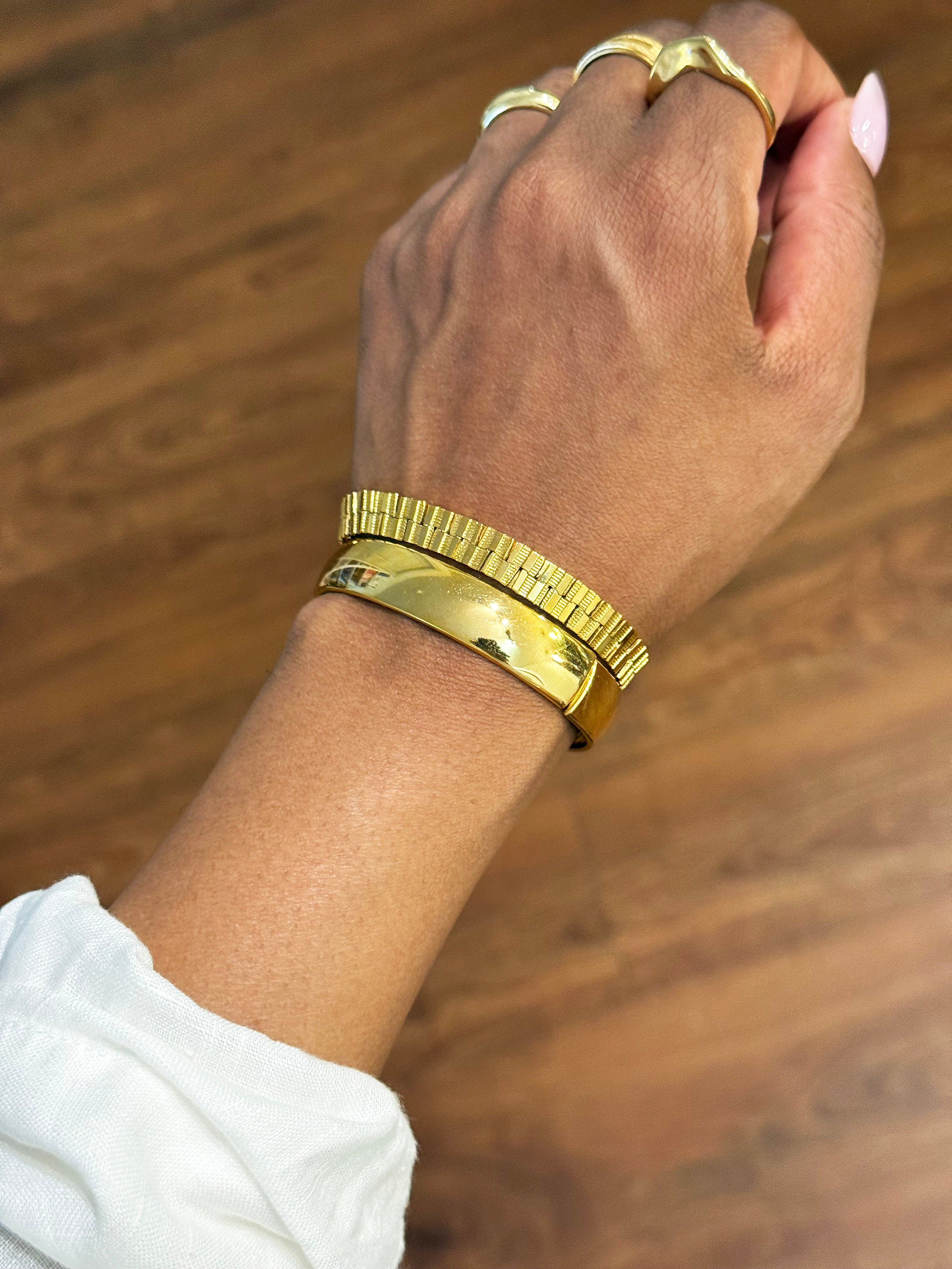 Vintage Organic Textured Gold Link Bracelet
