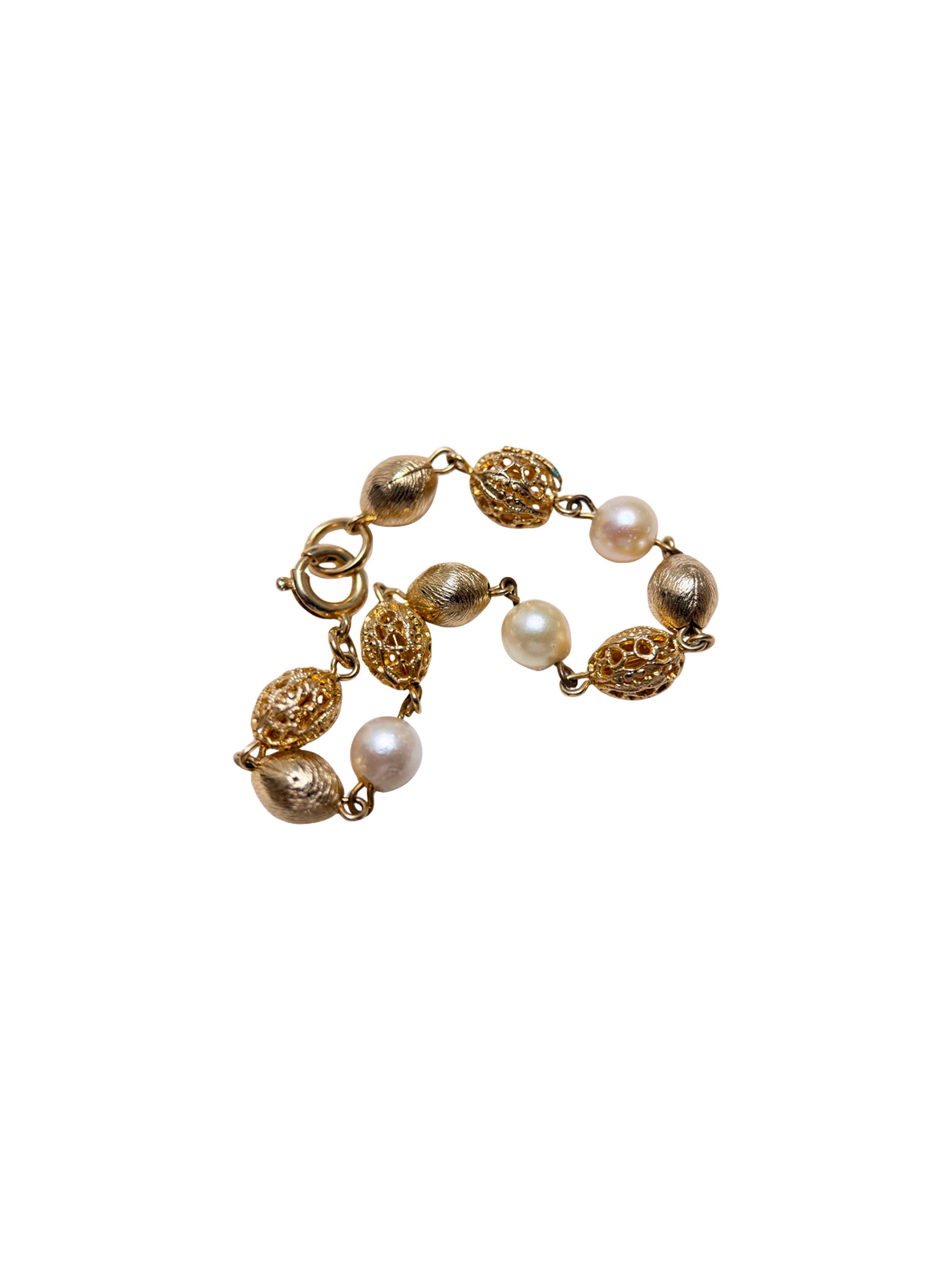 Vintage Pearl and Gold Bead Bracelet