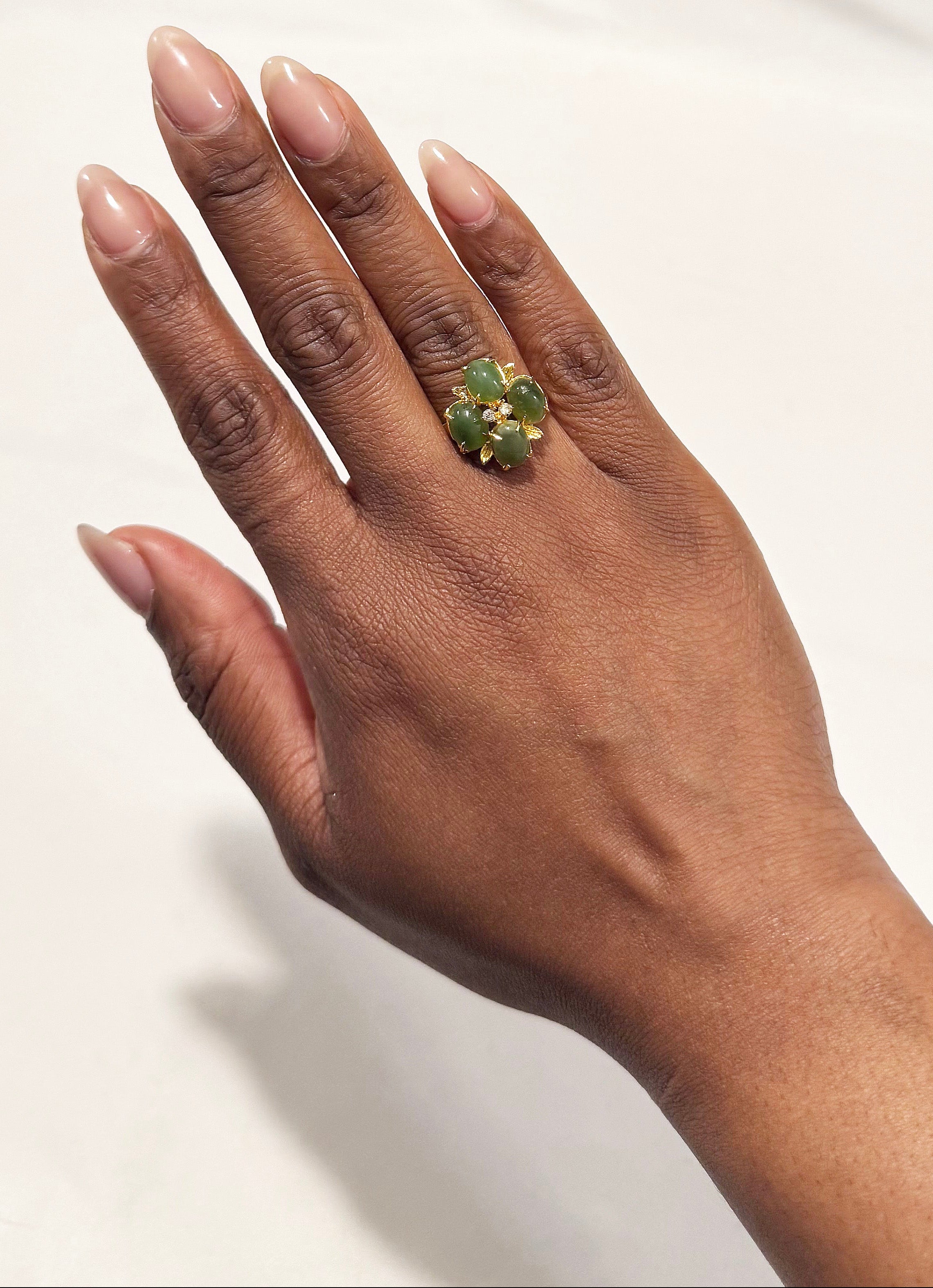Vintage Green Jade Cluster Cocktail Ring