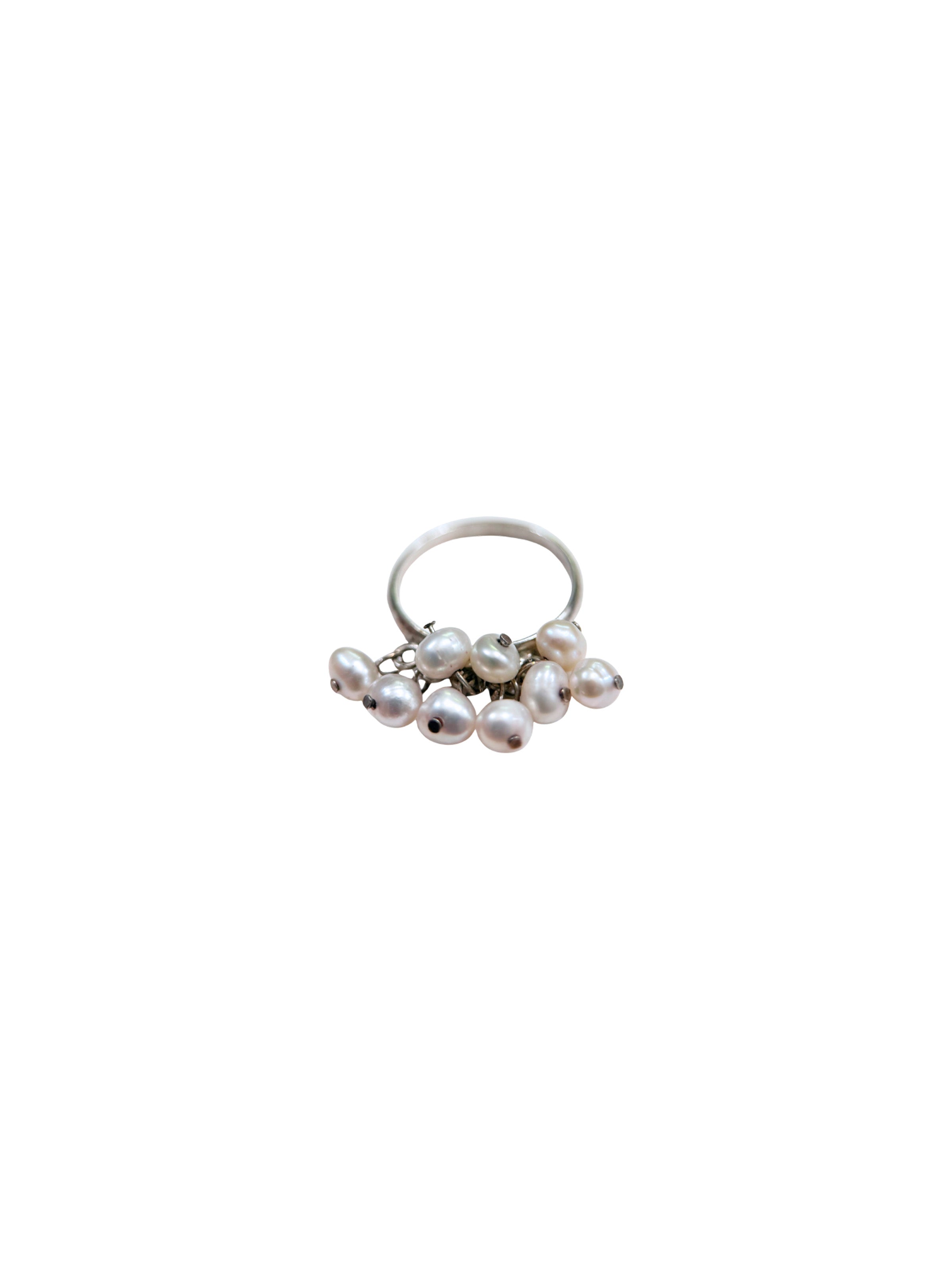 Vintage Sterling Pearl Tassel Ring