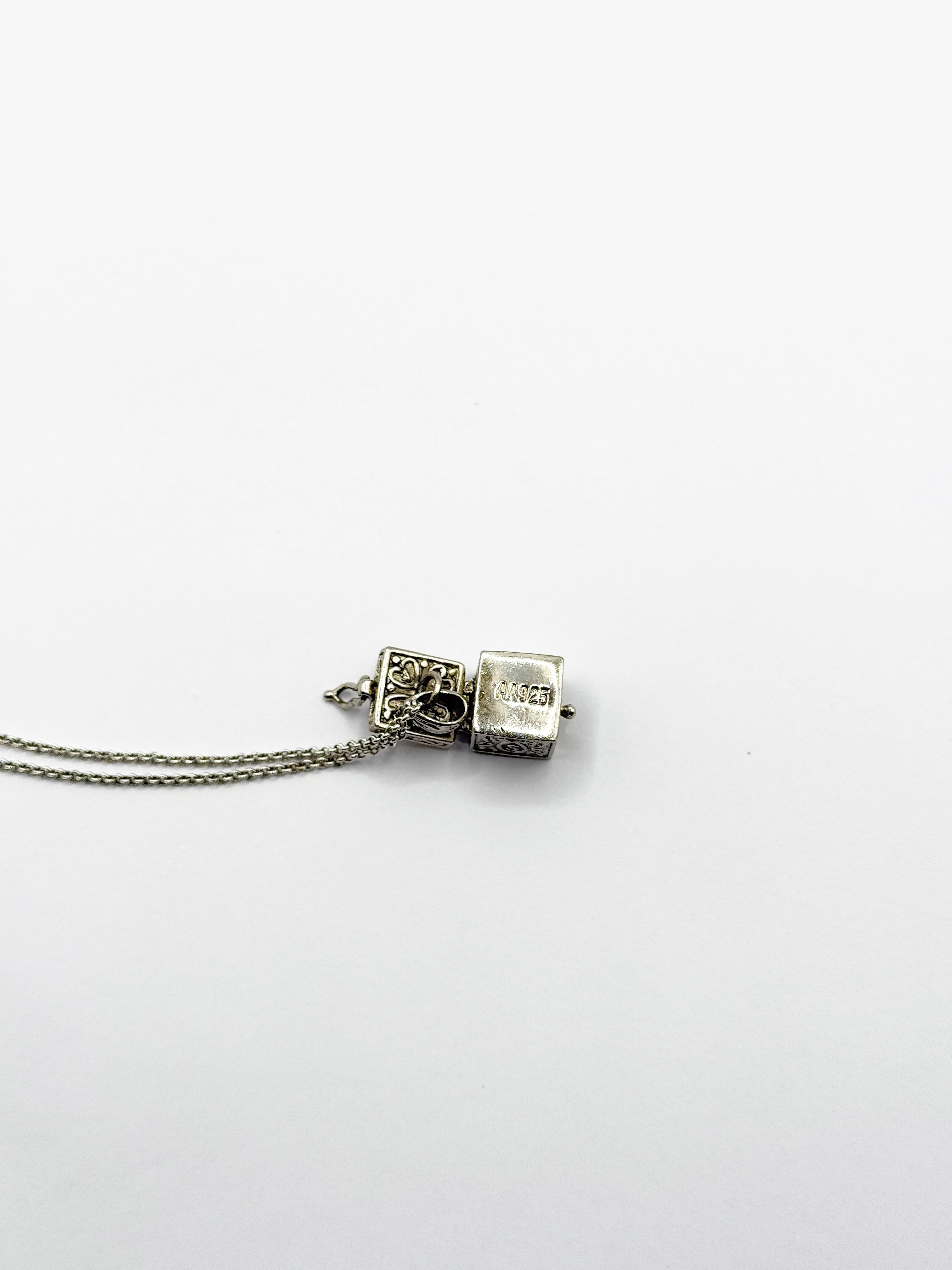 Vintage Sterling Secret Prayer Box Pendant Necklace