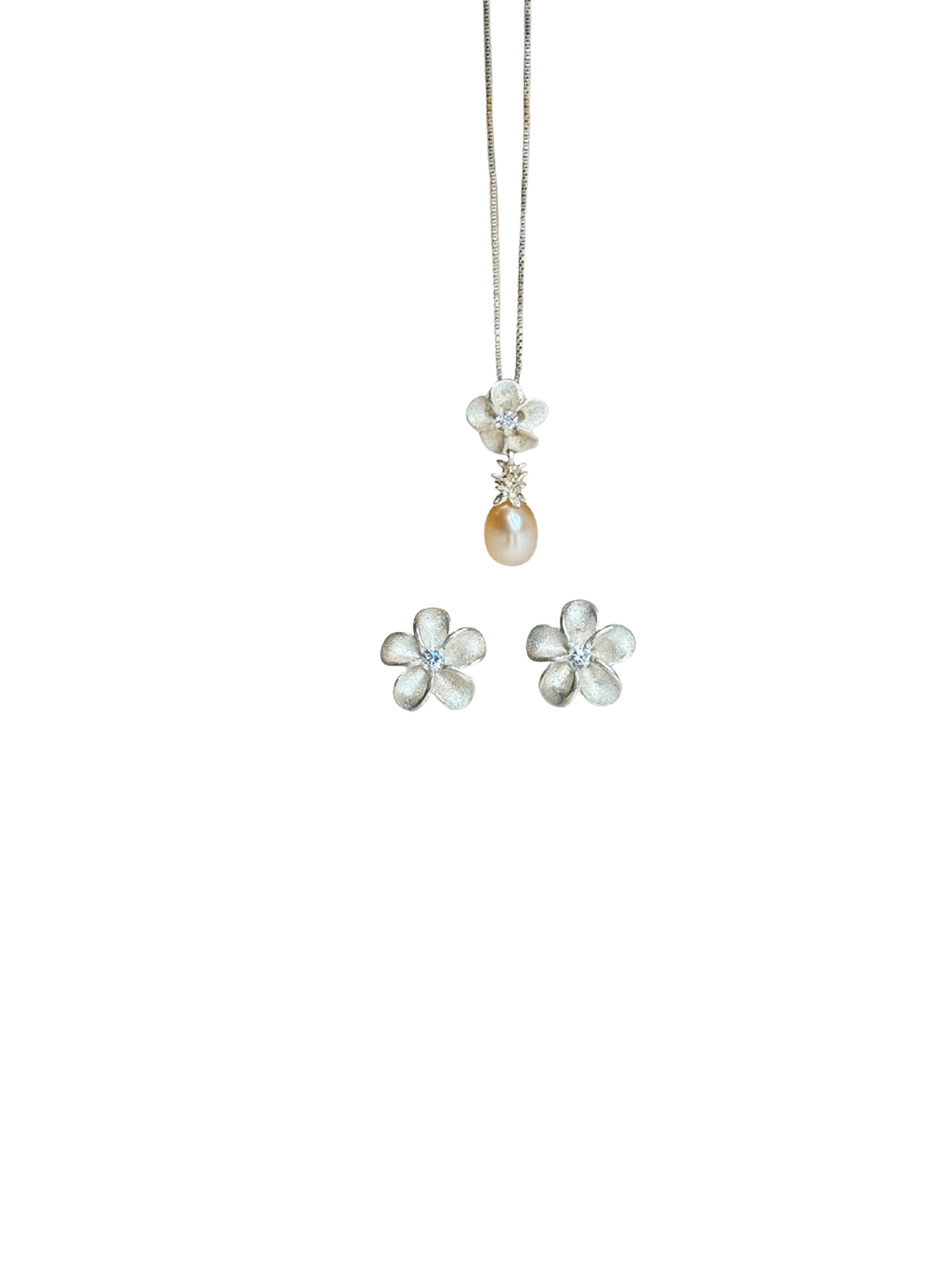 Vintage Sterling Flower and Pearl Set