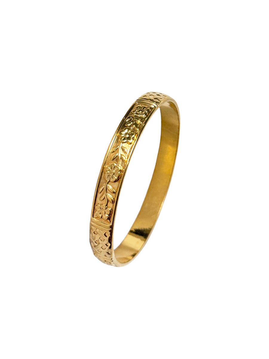 Vintage Floral Basket Weave Bangle