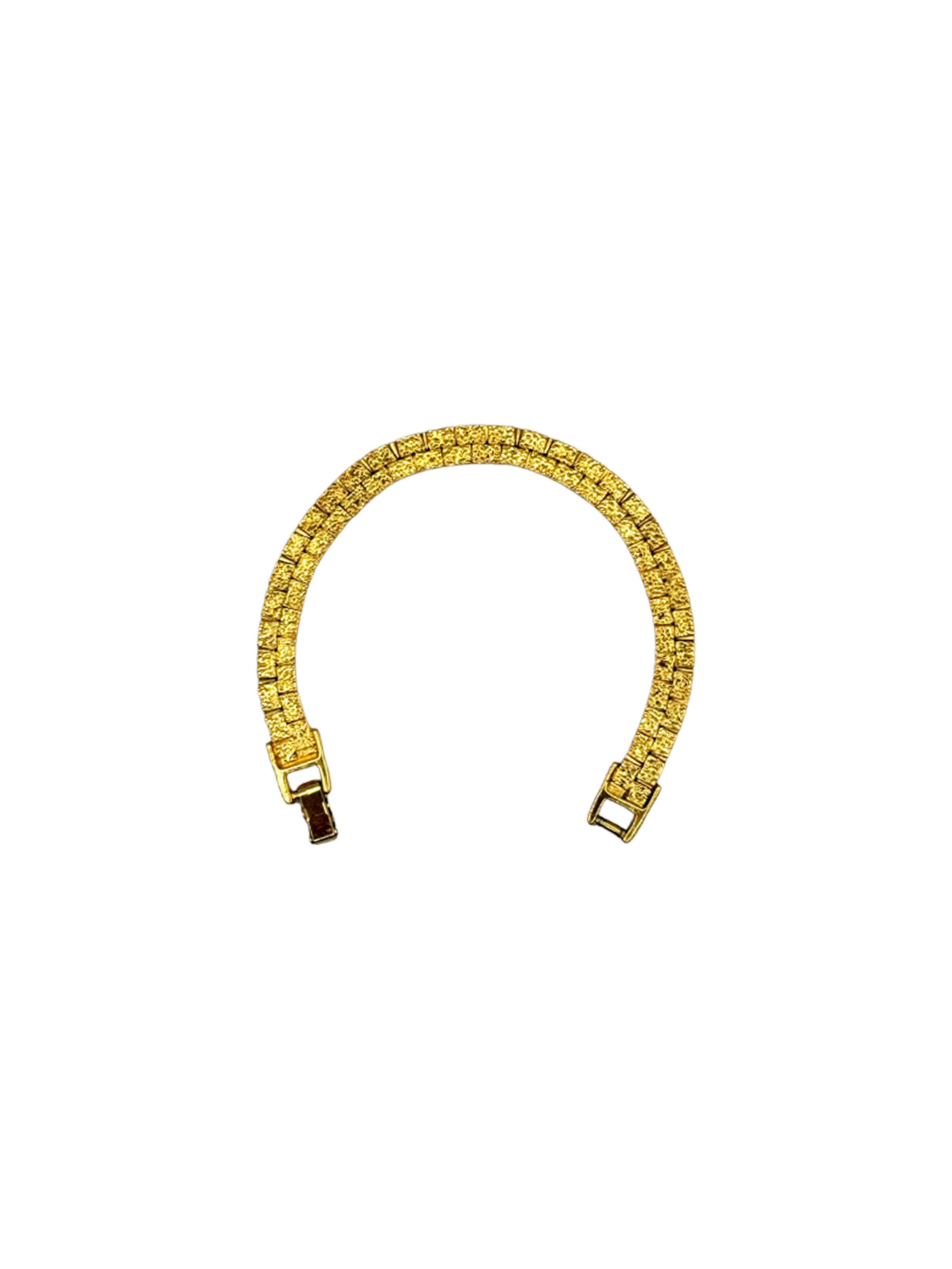 Vintage Organic Textured Gold Link Bracelet