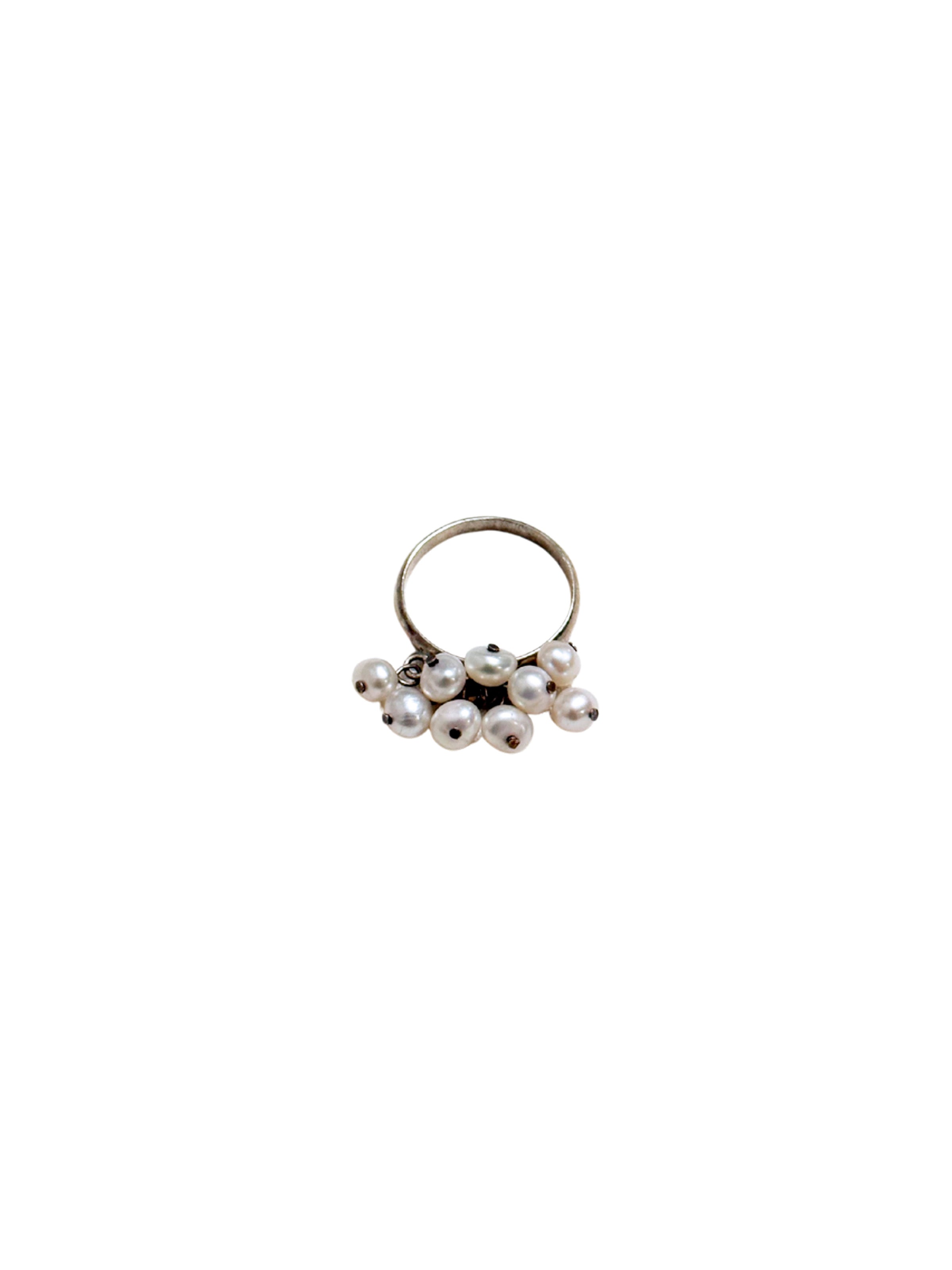 Vintage Sterling Pearl Tassel Ring