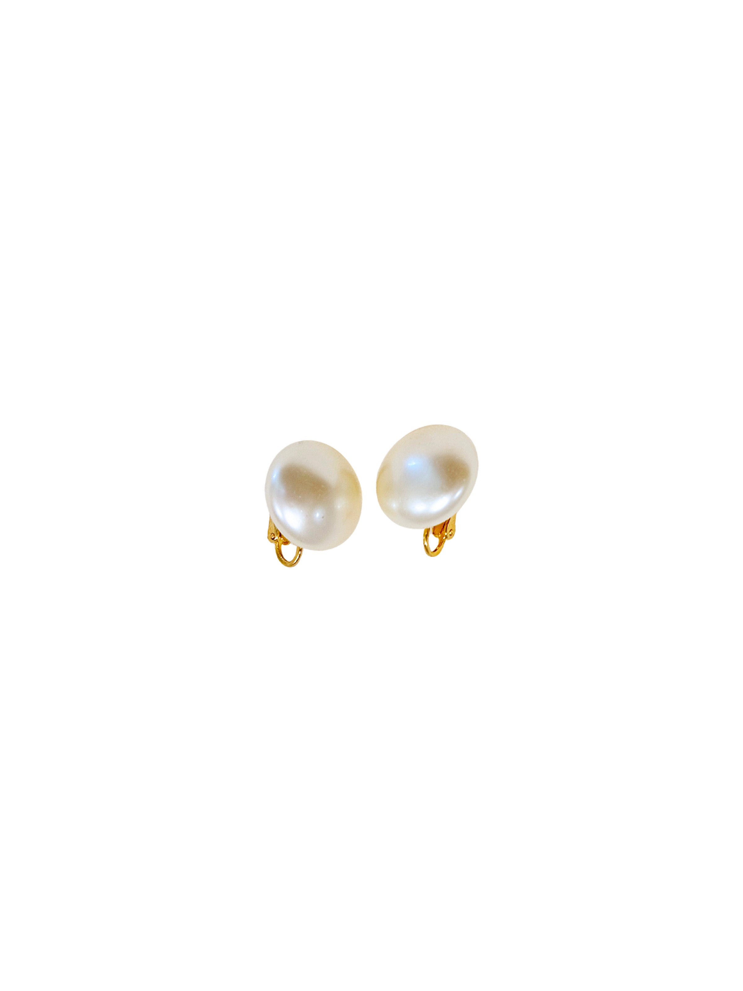 Vintage Trifari Pearl Coin Clip Earrings